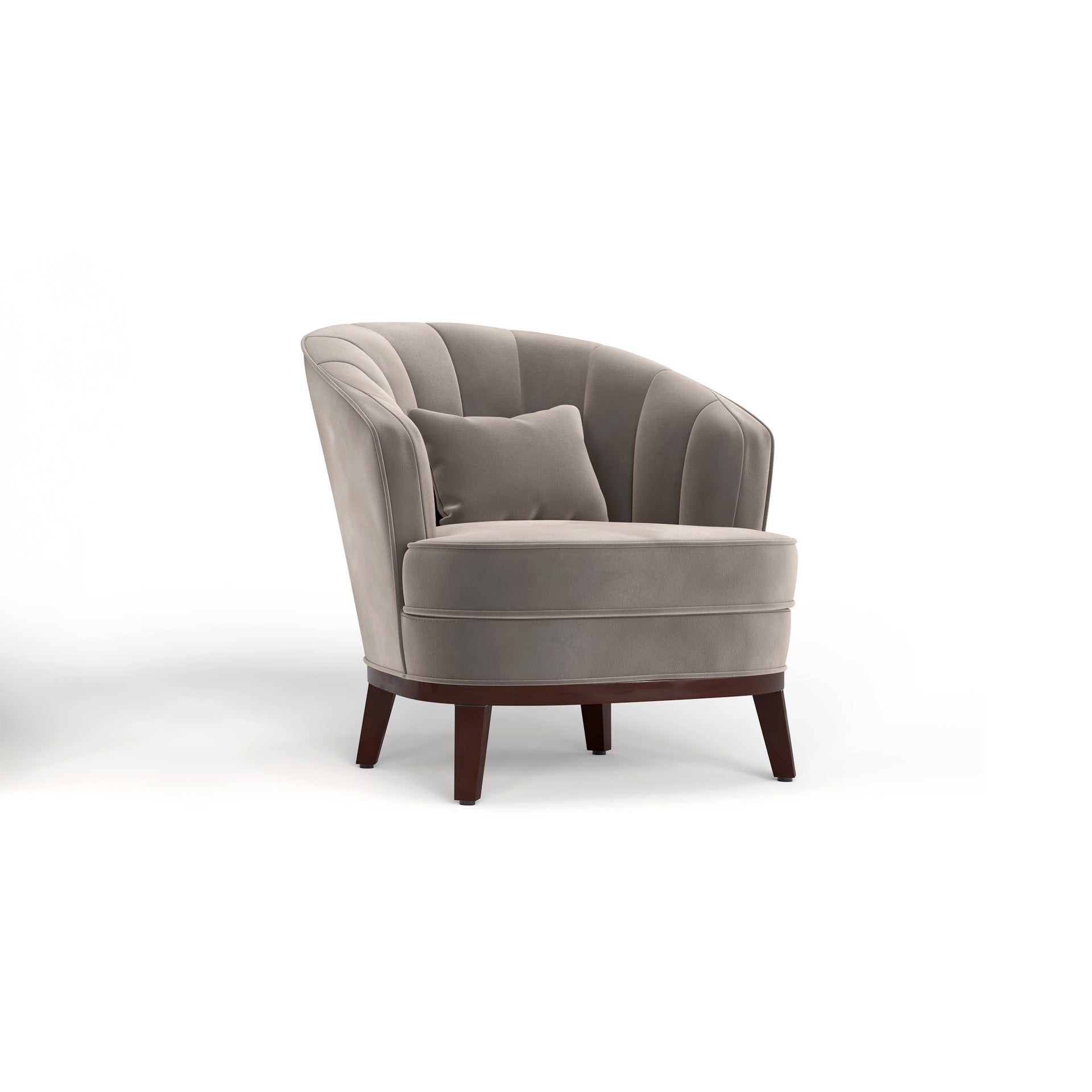 Ava Upholstered Barrel Accent Chair, Grey