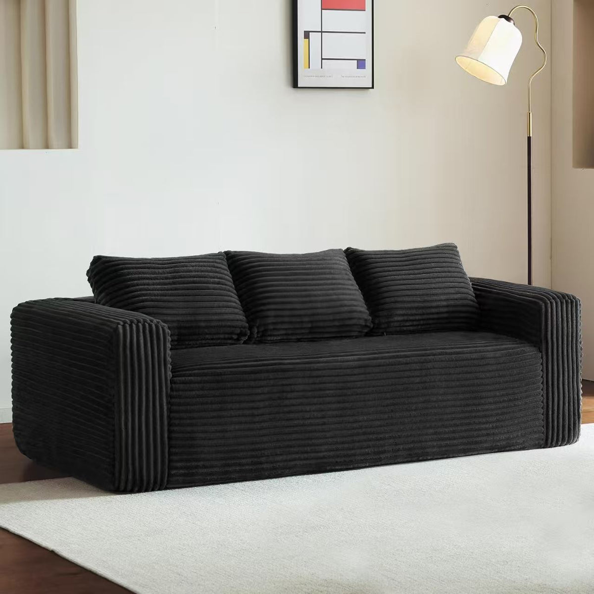Cloud Loveseat Sofa Couch in a Box, 3 Seater Boneless Couch, Comfy Deep Seat Corduroy Sofa, Compressed, No Assembly, Memory Foam, Modern Small Couches for Small Spaces, Apartement