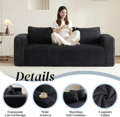 Cloud Loveseat Sofa Couch in a Box, 3 Seater Boneless Couch, Comfy Deep Seat Corduroy Sofa, Compressed, No Assembly, Memory Foam, Modern Small Couches for Small Spaces, Apartement