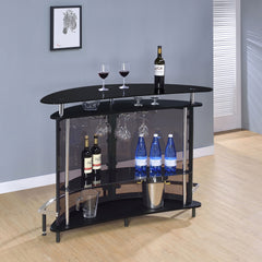 Strick & Bolton Black Freestanding Glass Top Home Bar Wine Cabinet