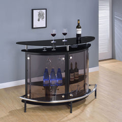 Strick & Bolton Black Freestanding Glass Top Home Bar Wine Cabinet