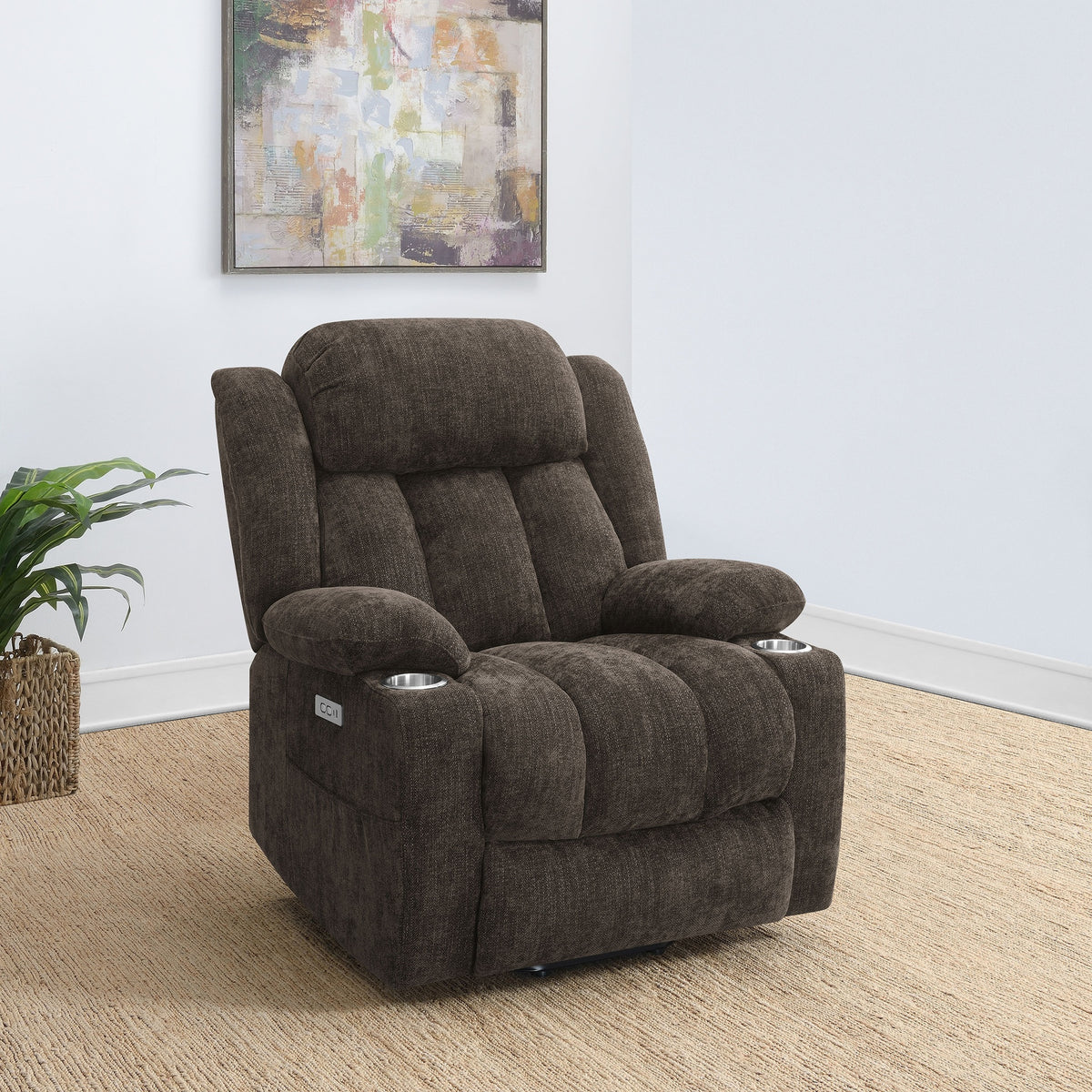 Beca Dark Brown Upholstered Power Lift Recliner Chair