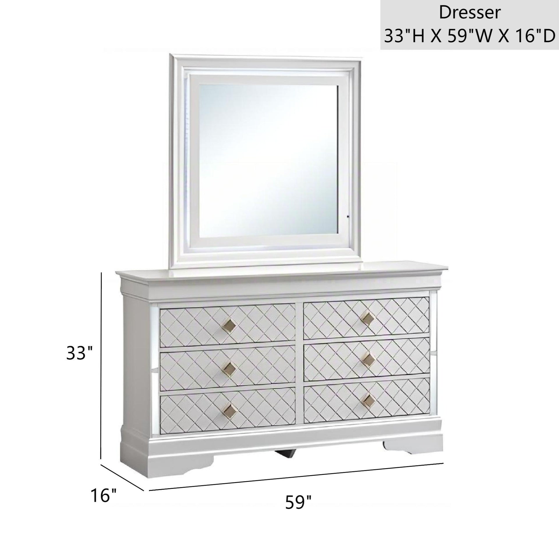 Verona G6735-D Dresser(Without Mirror), Pearl White
