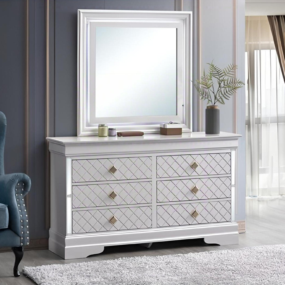 Verona G6735-D Dresser(Without Mirror), Pearl White