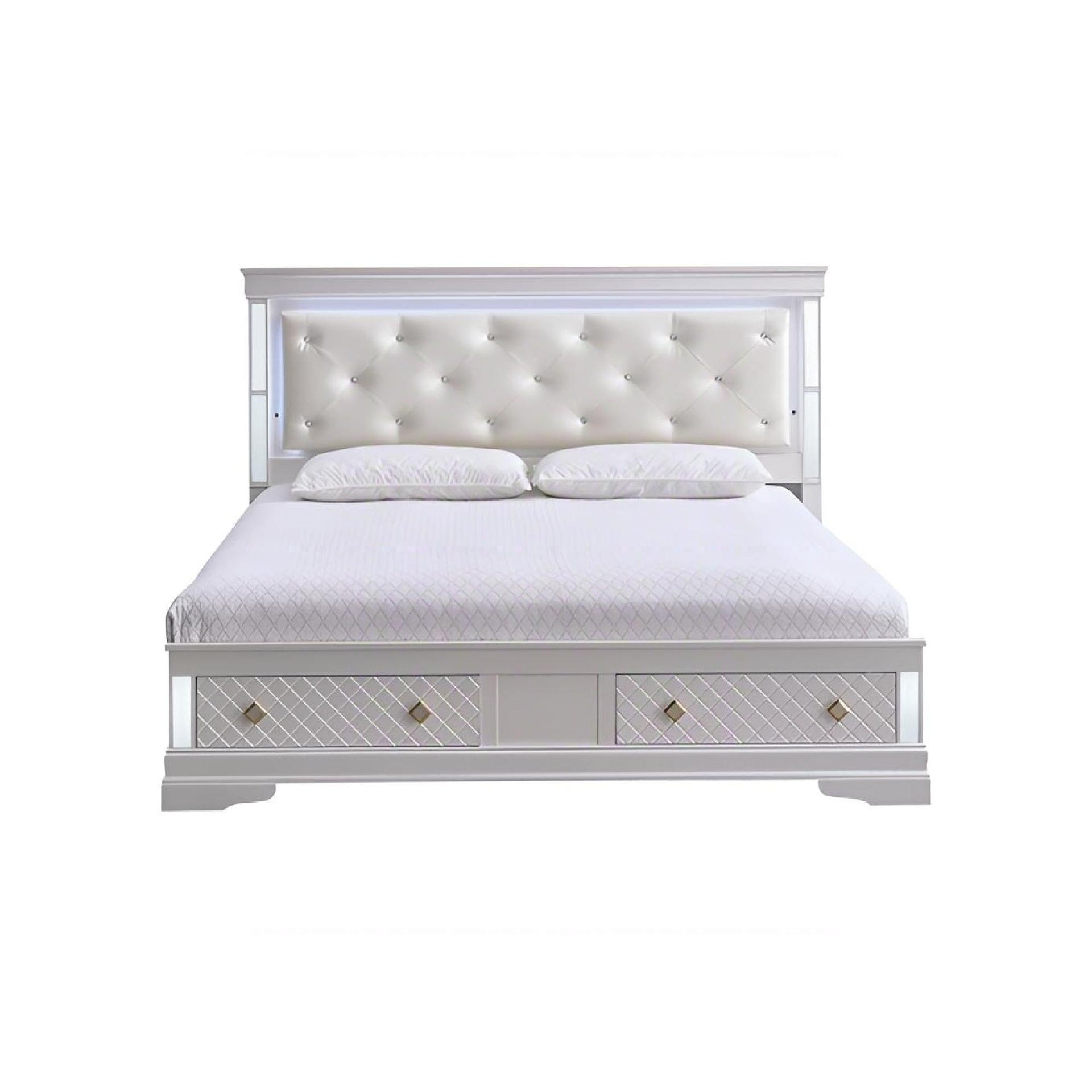 Verona G6735B-QSB Queen Bed ( Mattress Not Included),  Pearl White