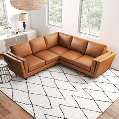 Erman Tan Leather Corner Sofa