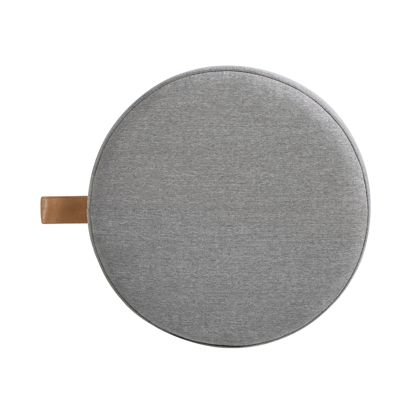 Brandy 14" Round Upholstered Storage Ottoman with Leather Accent, Uptown Gray