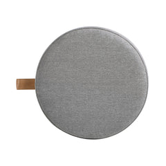 Brandy 14" Round Upholstered Storage Ottoman with Leather Accent, Uptown Gray