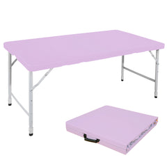 4ft Light Purple Portable Folding Table Indoor&Outdoor Maximum Weight 135KG Foldable Table for Camping