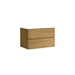 Alice30-106, Wall mount cabinet WITHOUT basin, Natural oak color, with two drawers, Pre-assembled
