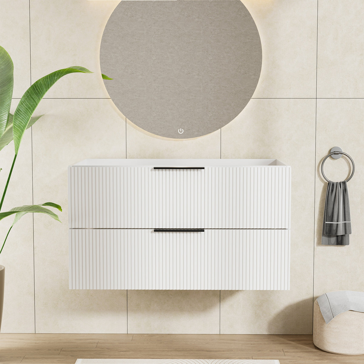 36 Inch White Bathroom Vanity without Sink
