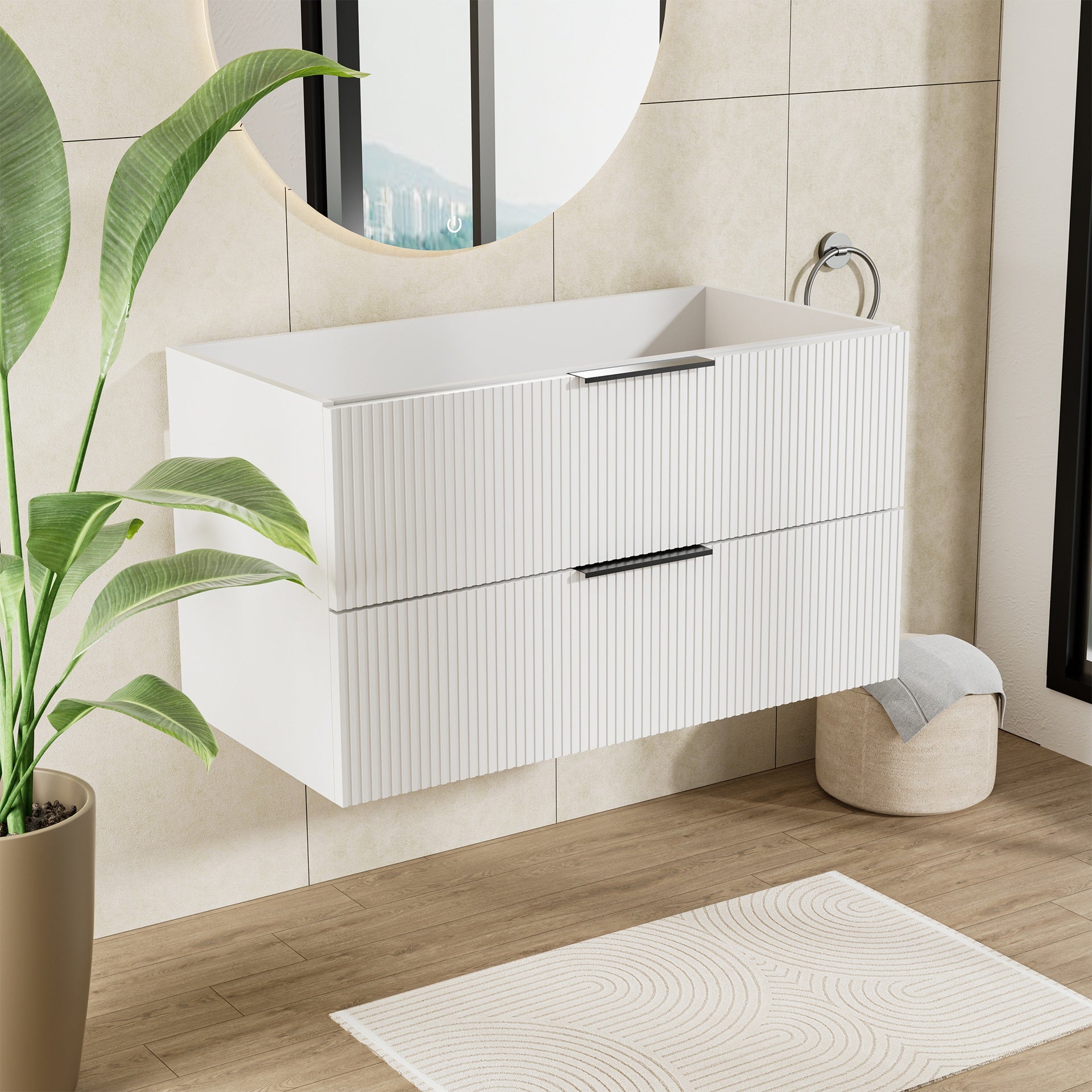 36 Inch White Bathroom Vanity without Sink
