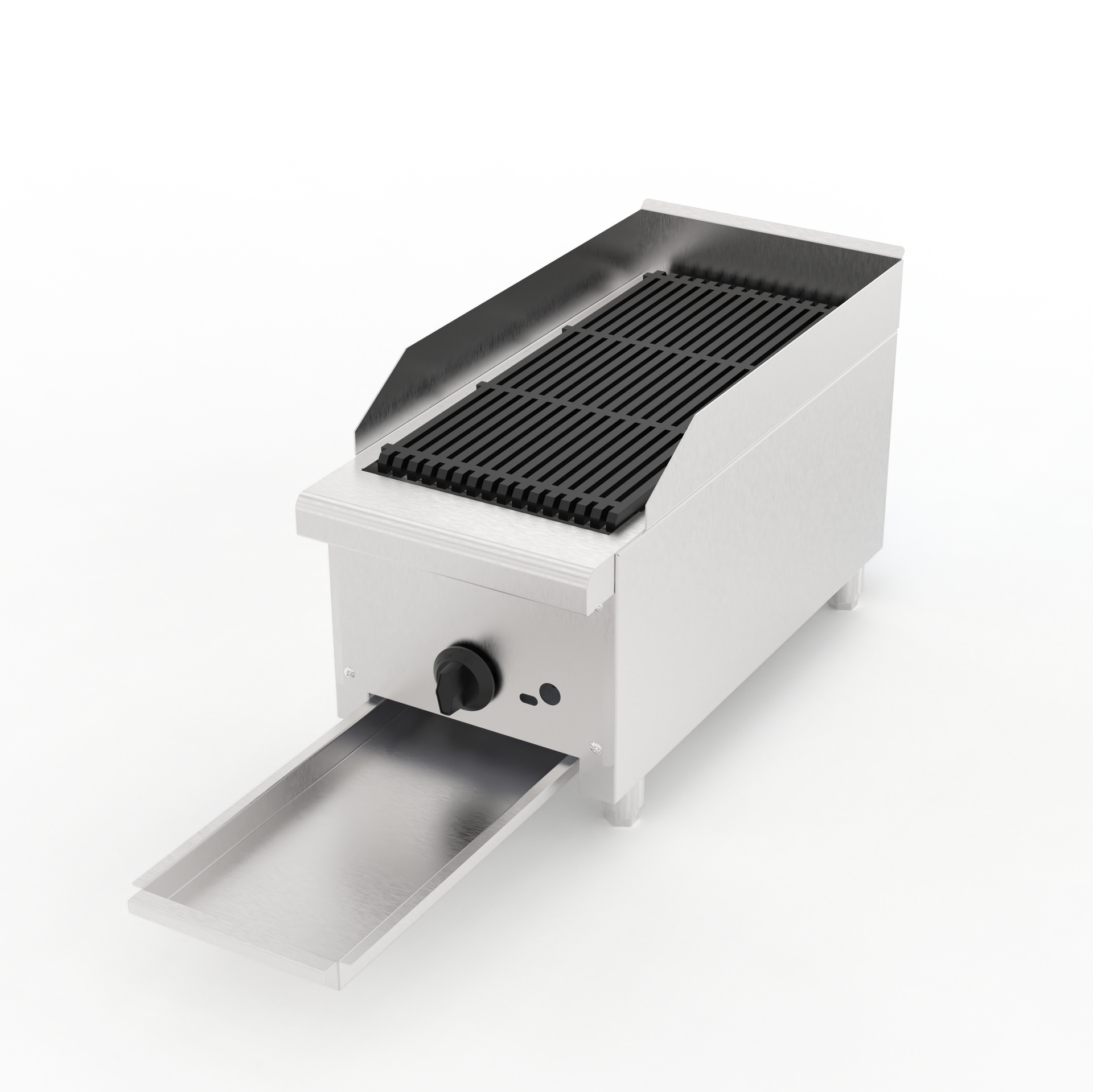 12 Inch Commercial Gas Lava Rock Charbroiler, Countertop Stainless Steel Grill with 1 Burner 28000 BTU, Natural Gas/Propane, Durable Cast Iron Grates, Restaurant BBQ Broiler