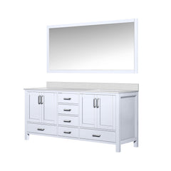 White Double Bath Vanity 72 in. W x 22 in. D, White Quartz Top, and 70 in. Mirror