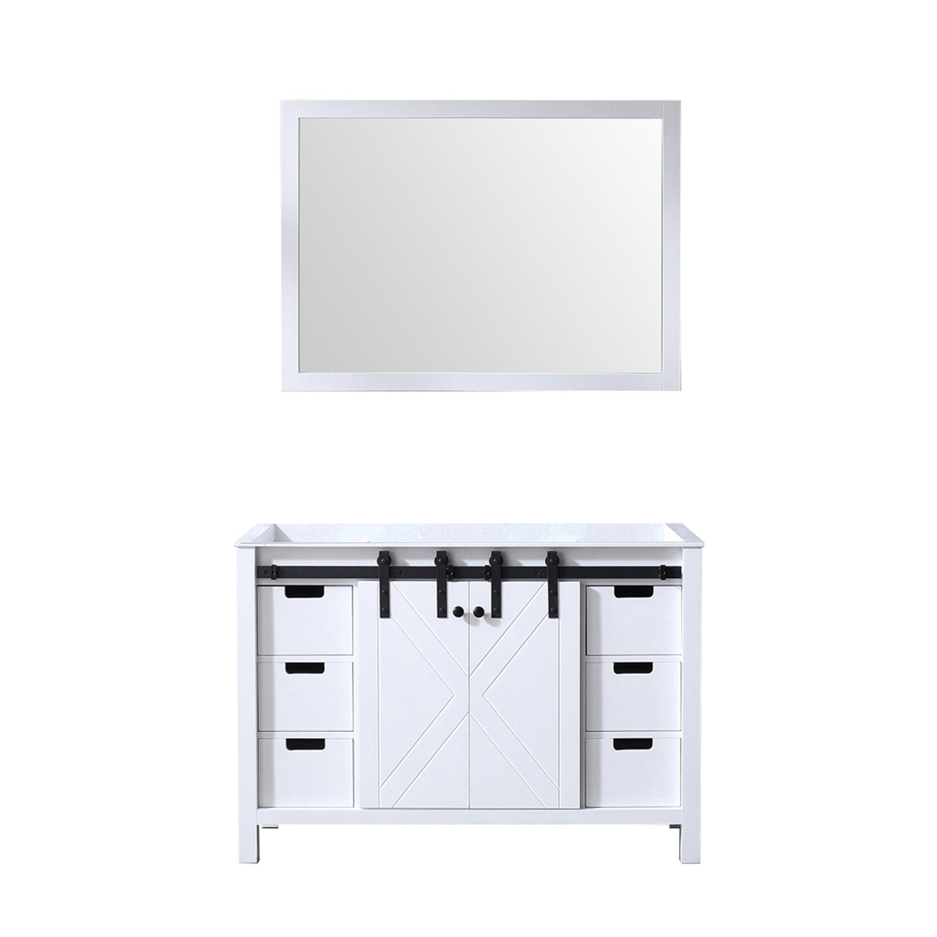 White Bath Vanity 48 in. W x 22 in. D, with 44 in. Mirror