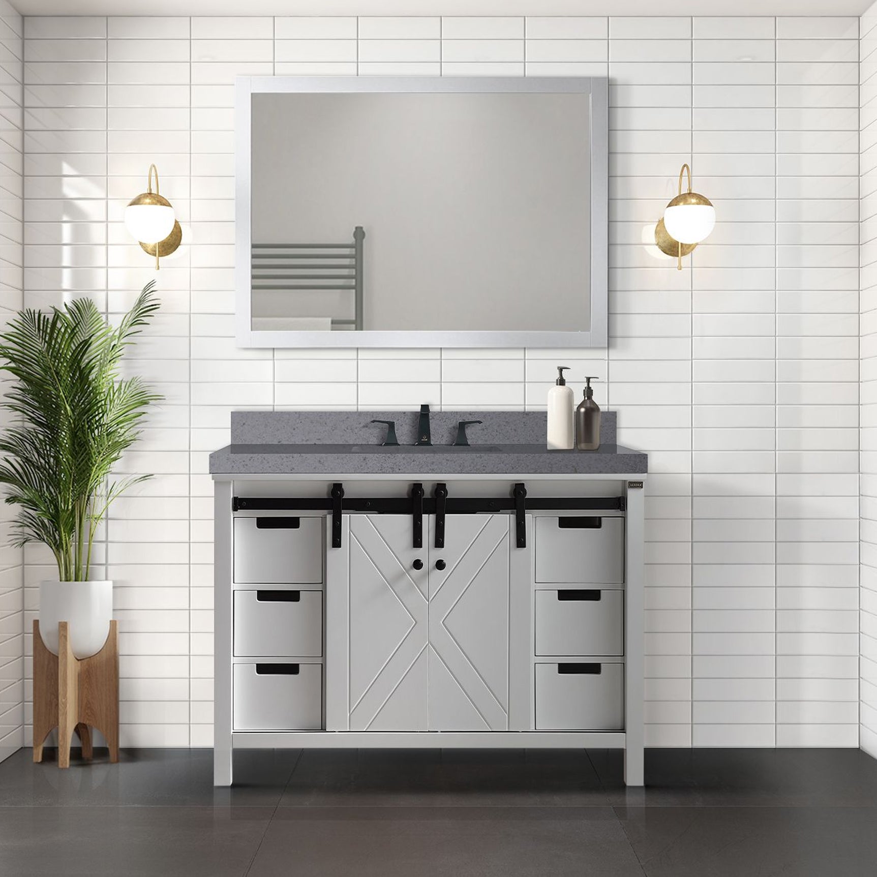 White Bath Vanity 48 in. W x 22 in. D, with 44 in. Mirror