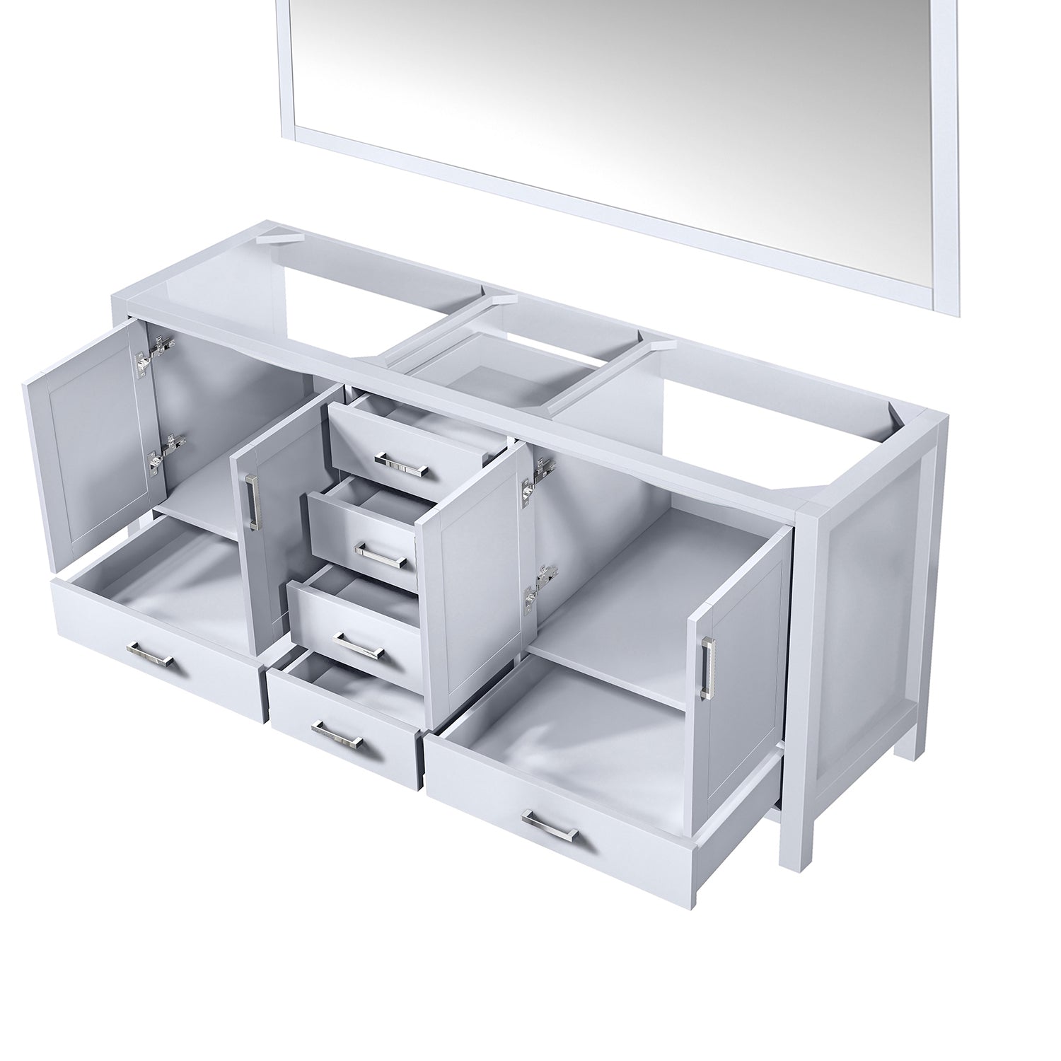 White Double Bath Vanity 72 in. W x 22 in. D, and 28 in. Mirror
