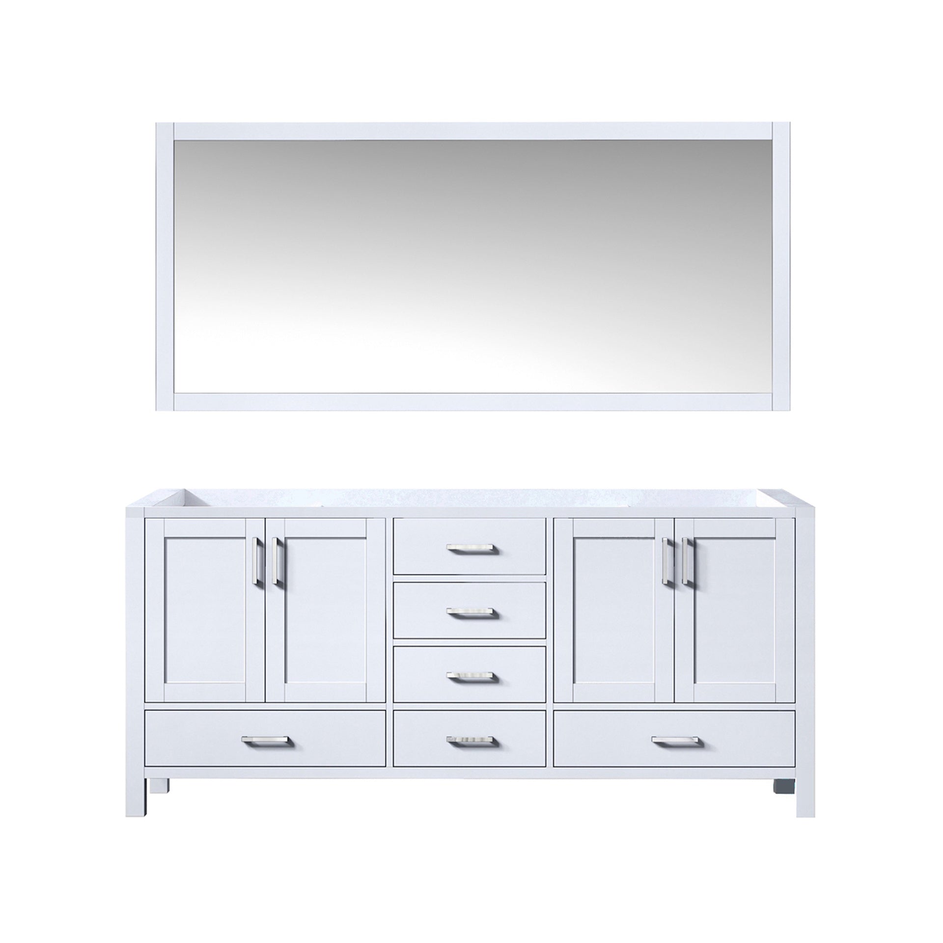 White Double Bath Vanity 72 in. W x 22 in. D, and 28 in. Mirror