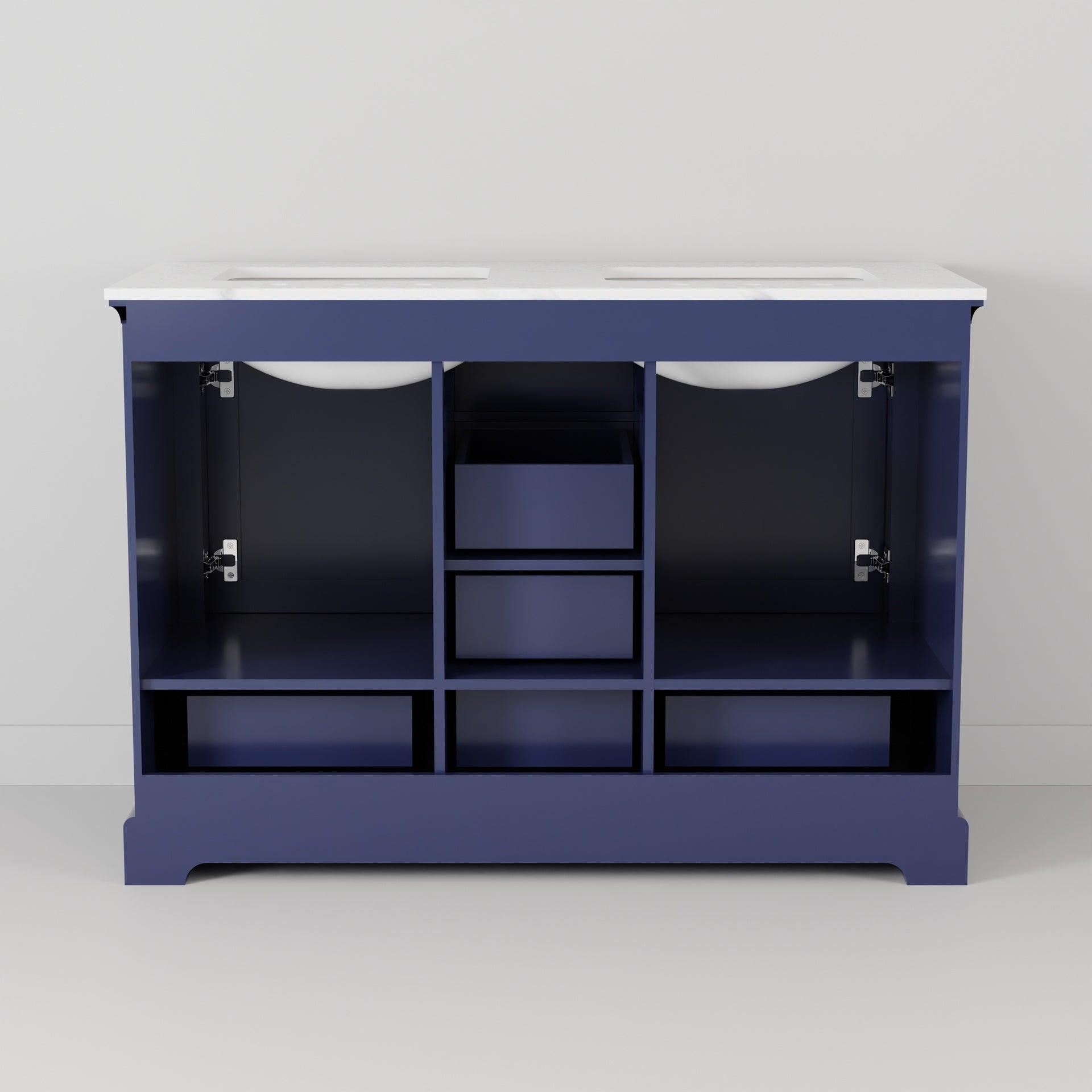 Navy Blue Double Bath Vanity 48 in. W x 22 in. D, and 46 in. Mirror