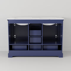 Navy Blue Double Bath Vanity 48 in. W x 22 in. D, and 46 in. Mirror