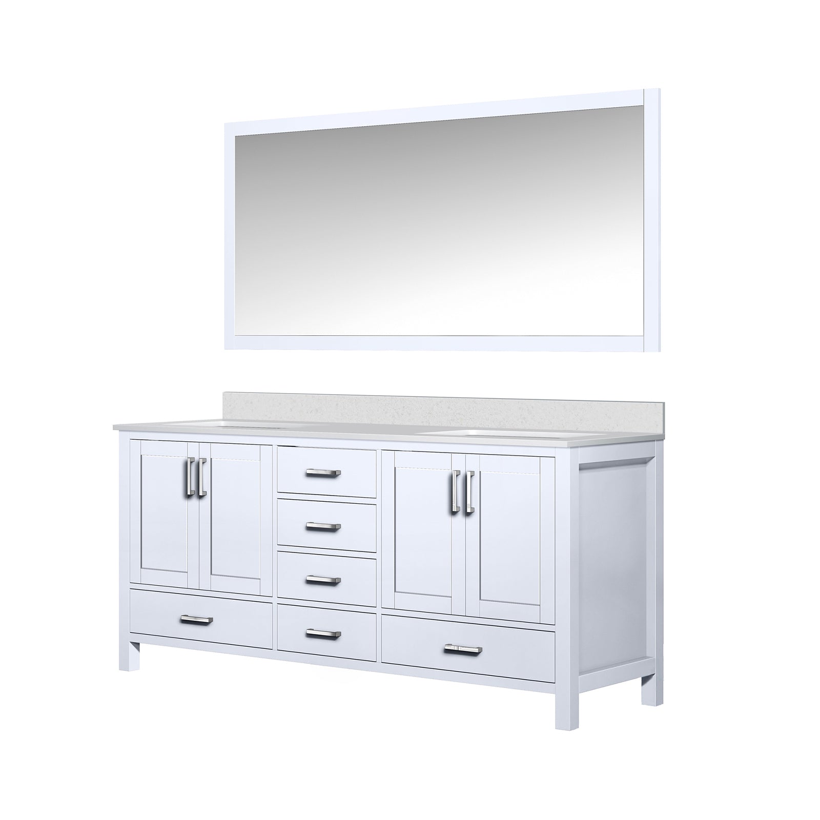 White Double Bath Vanity 72 in. W x 22 in. D, Cultured Marble Top, and 28 in. Mirror