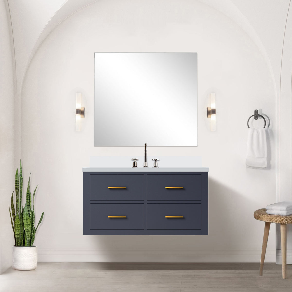 Blue Single Bath Vanity 36 in. W x 22 in. D, with Cultured Marble Top