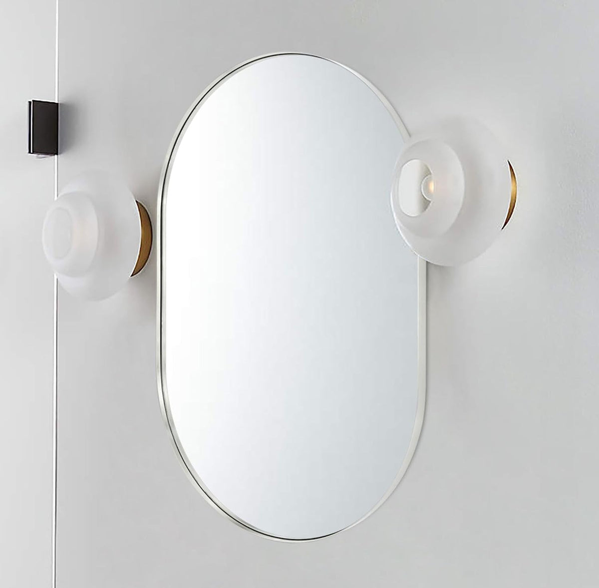 Silver 20 x 33 Inch Metal Oval  Mirror