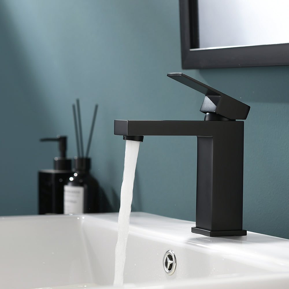 Black Bathroom Faucet, Brushed Black  Faucet for Bathroom Sink, Black Single Hole Bathroom Faucet Modern Single Handle Vanity Basin Faucet