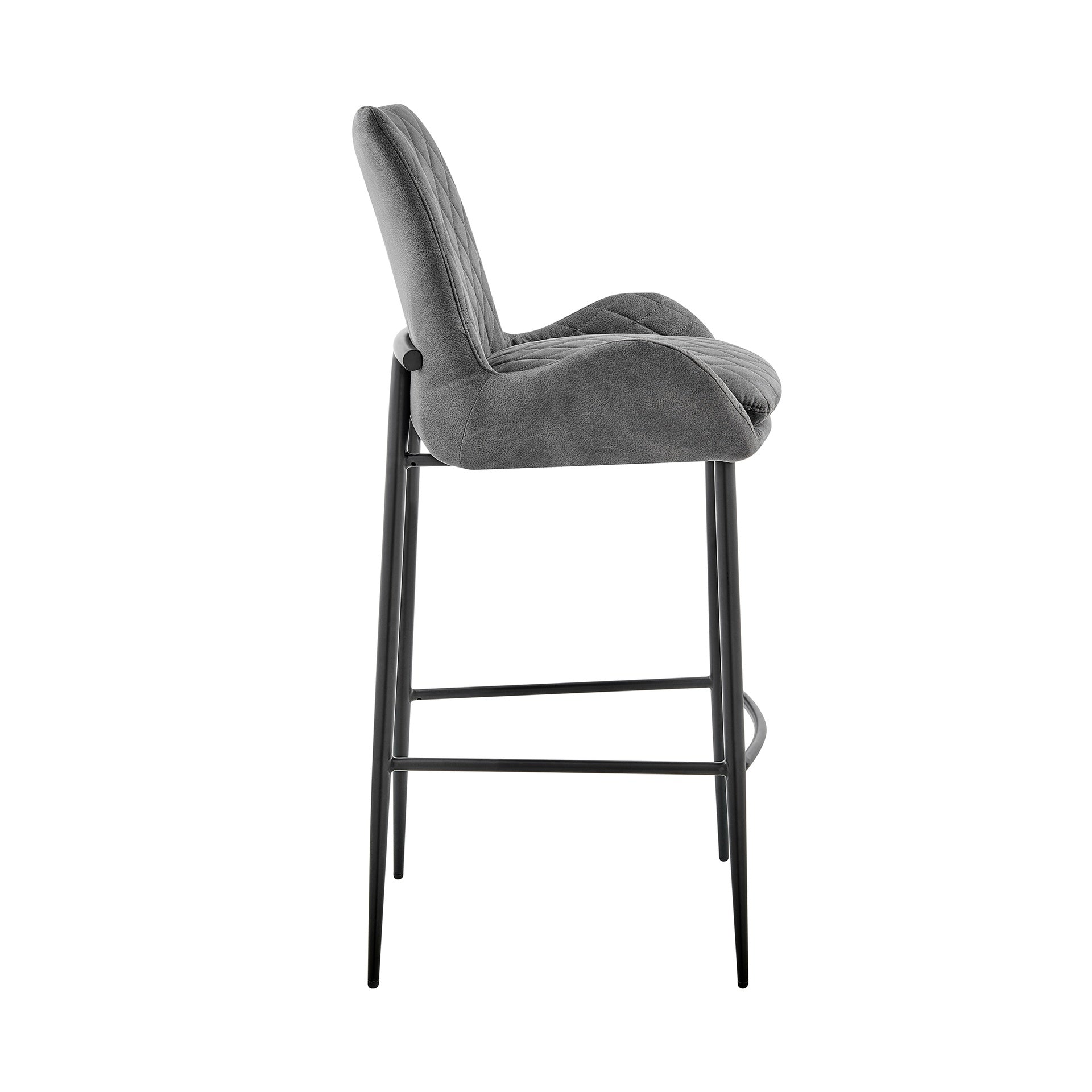 Garren 30" Bar Height Bar Stool in Charcoal Fabric and Black Finish