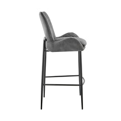 Garren 30" Bar Height Bar Stool in Charcoal Fabric and Black Finish