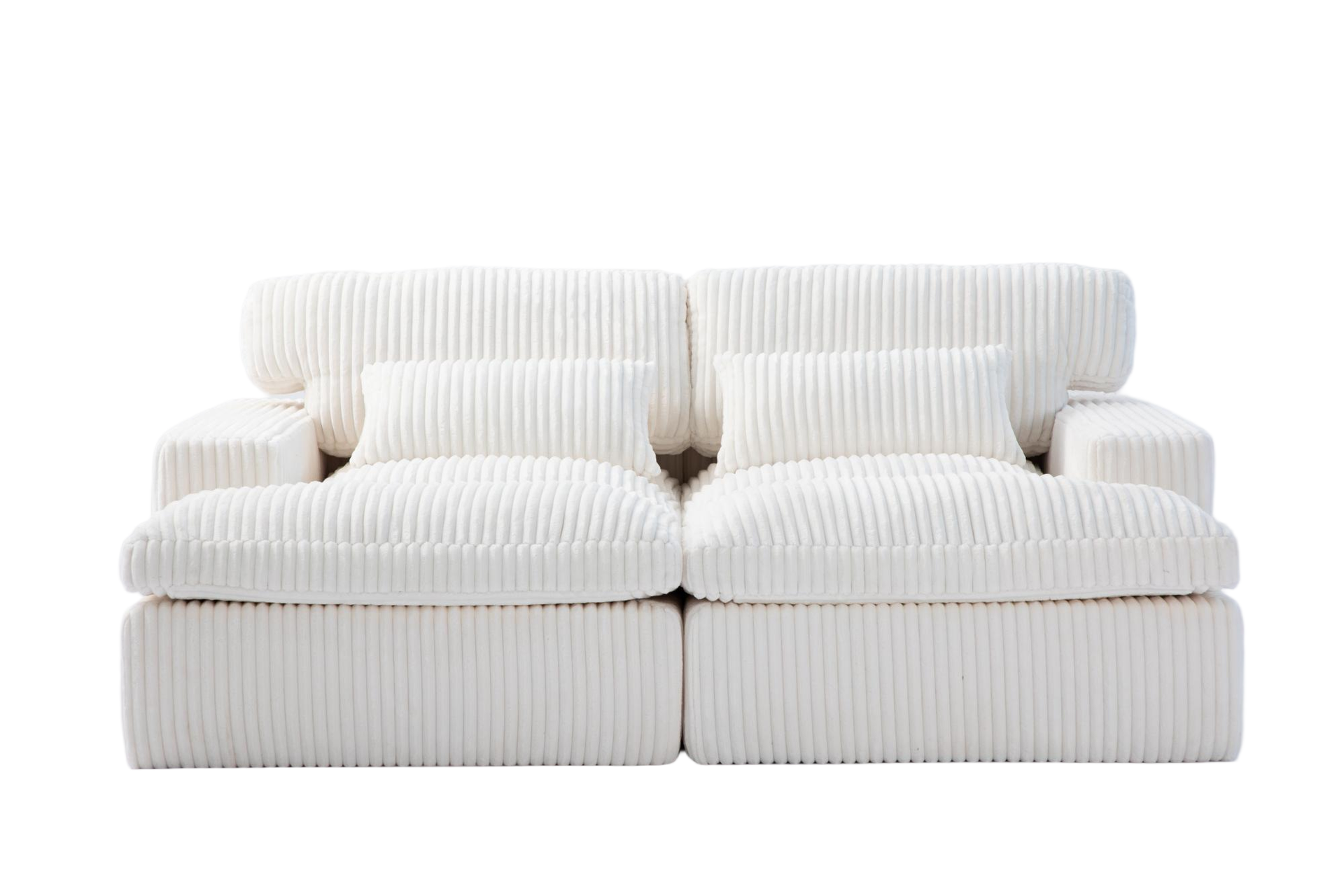Double Chaise Lounge Chair Indoor,Oversized Upholstered Sleeper Cloud Couch,Deep Seat Luxury Sofa Bed,Sectional Sofa Chaise Love-seat,Corduroy Reading Chair for Living Room,No Assembly Required,White