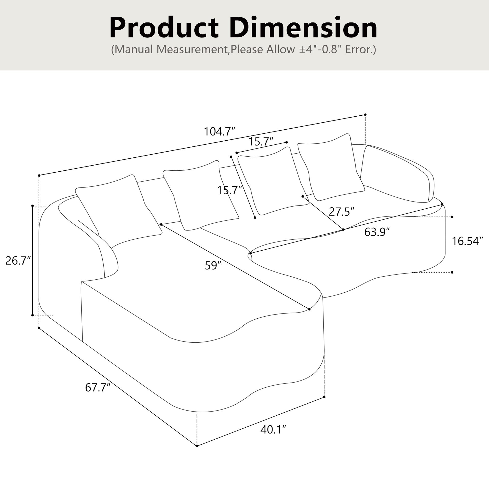 Full Compression L-Shape Sectional Sofa with Curved Chaise, Green Modular Chenille Couch, High-Density for Apartment Living Room