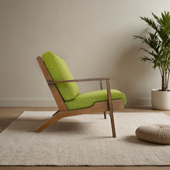 Connor Solid Wood Linen Lounge Chair - Pistachio Green