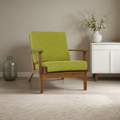 Connor Solid Wood Linen Lounge Chair - Pistachio Green