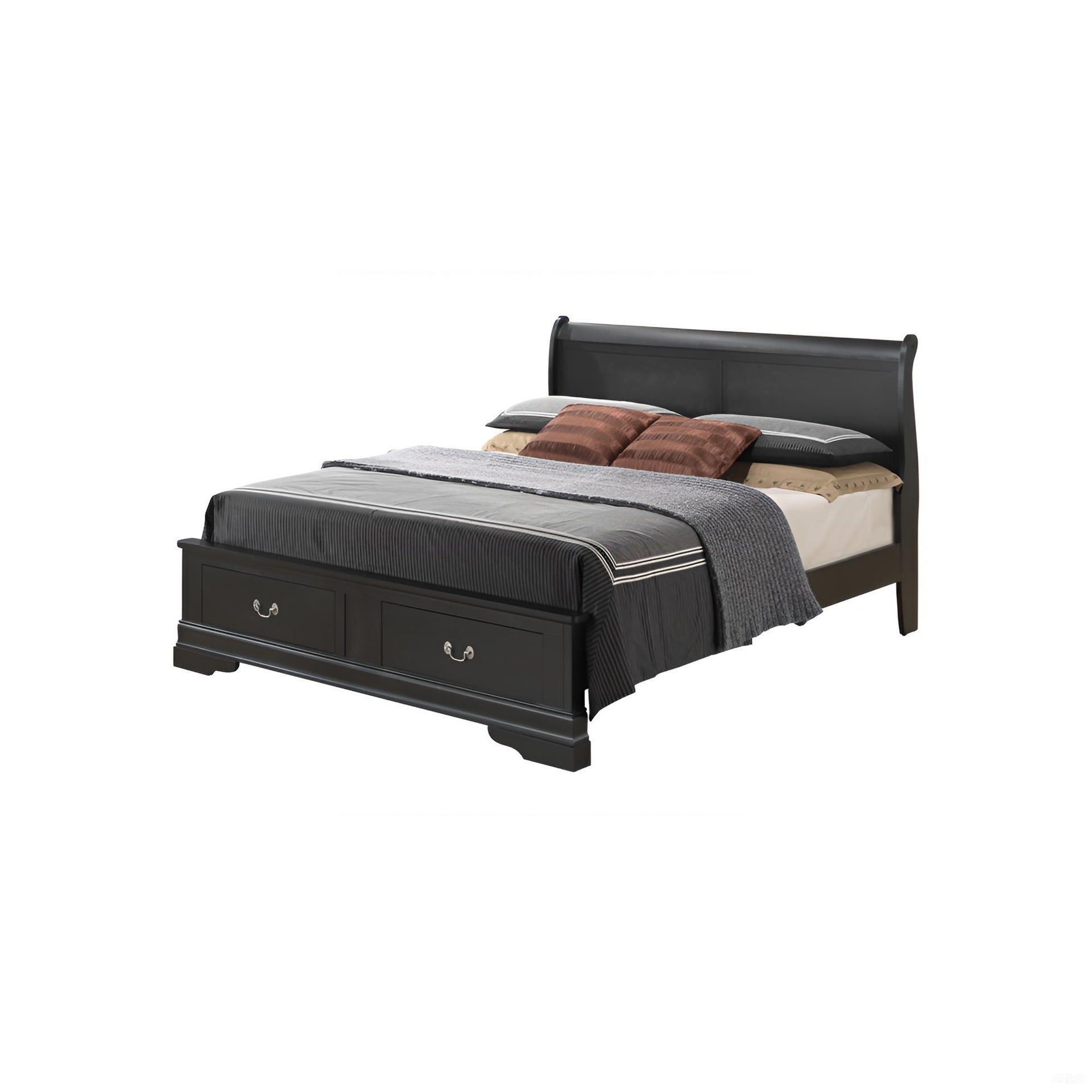 Elegant Black Full Storage Bed