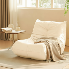 Luxury Accent Chair Button-Tufted Detail White Microfiber Comfy Chair Living Room Furniture 1pc