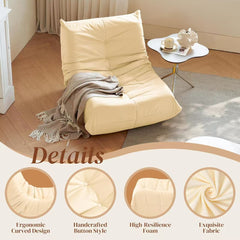 Luxury Accent Chair Button-Tufted Detail White Microfiber Comfy Chair Living Room Furniture 1pc