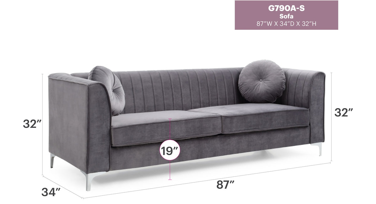 Delray G790A-S Sofa ( 2 Boxes ) , GRAY