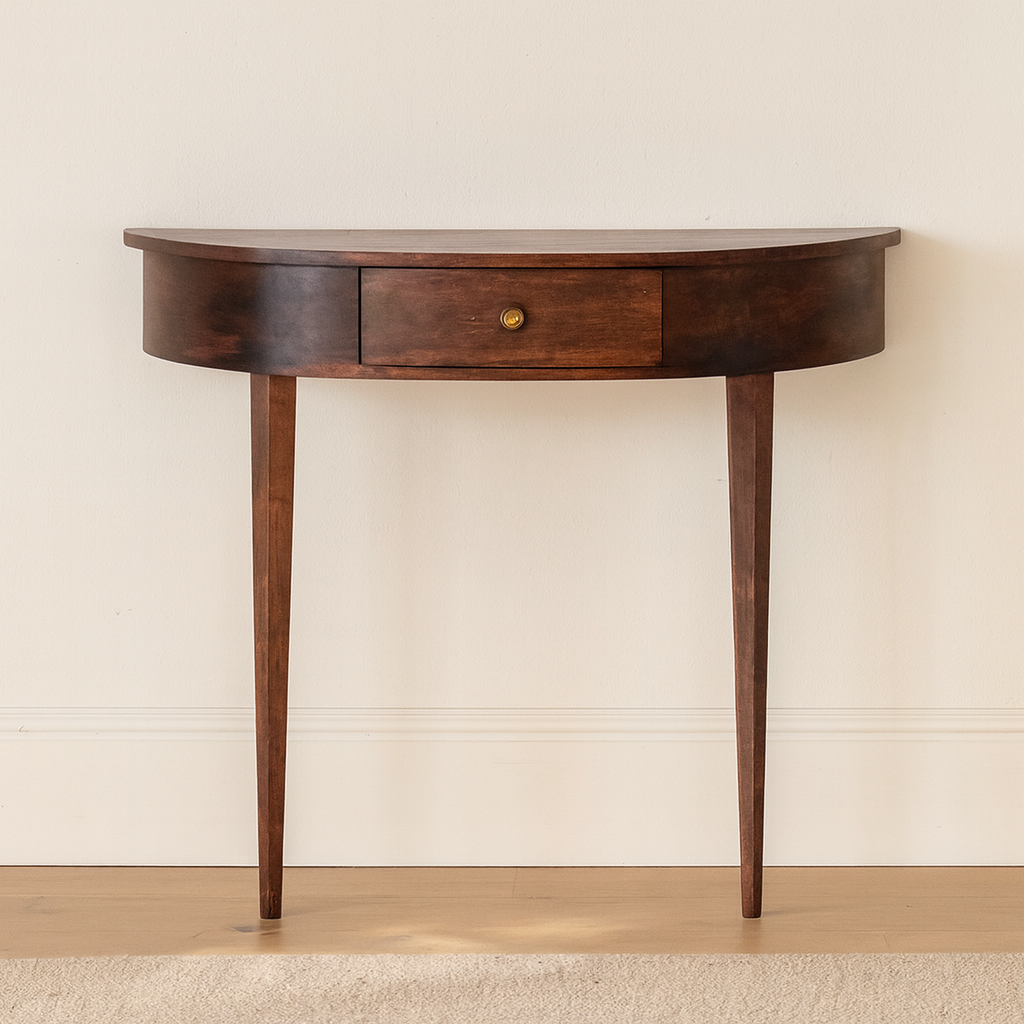 Solid Wood Backless Mounted Console, 1-Drawer, Chestnut, Brown
