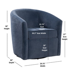 Oaklynn Barrel Style Swivel Accent chair in Navy Performance Fabric