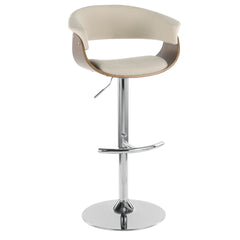 Vintage Mod Mid-Century Modern Adjustable Barstool with Swivel in Walnut and Cream Fabric by LumiSource - Set of 2