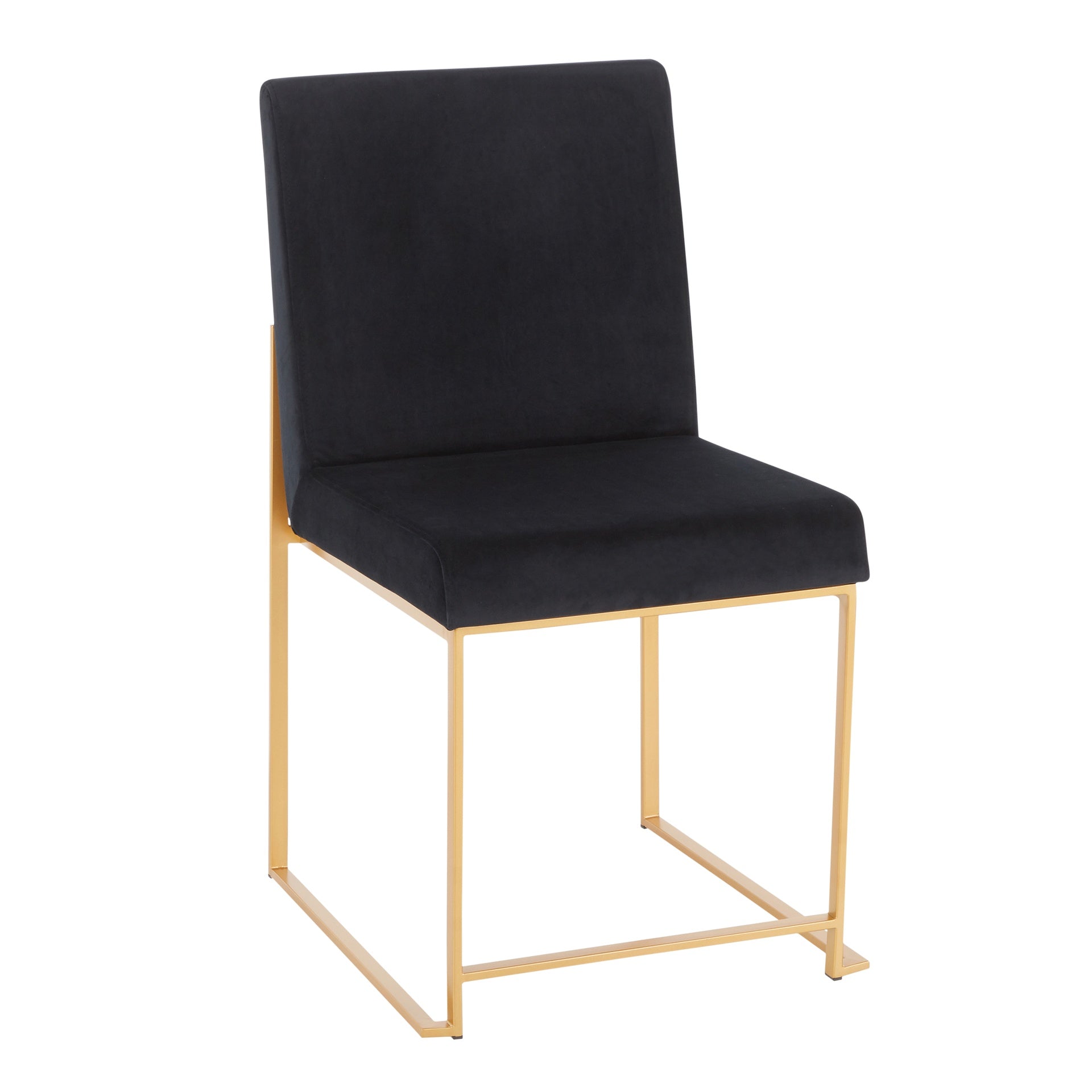 High Back Fuji Contemporary Dining Chair in Gold and Black Velvet by LumiSource - Set of 2
