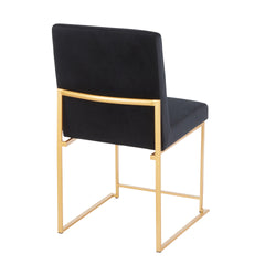 High Back Fuji Contemporary Dining Chair in Gold and Black Velvet by LumiSource - Set of 2