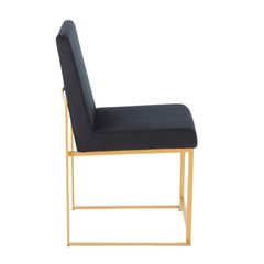High Back Fuji Contemporary Dining Chair in Gold and Black Velvet by LumiSource - Set of 2