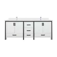 White Double Bath Vanity 84 in. W x 22 in. D, White Quartz Top and Faucet Set