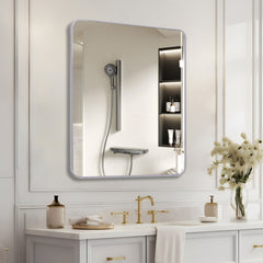 36in x 36in Inch Silver Metal Framed Square Bathrrom Mirror for Wall.