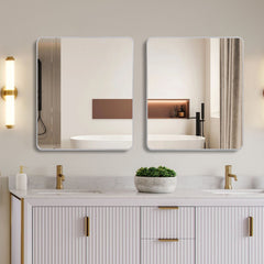 36in x 36in Inch Silver Metal Framed Square Bathrrom Mirror for Wall.