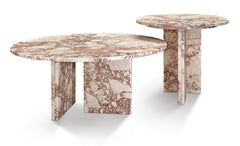 Pink natural marble Nesting Coffee Table Set (2-Piece), Round φ70cm & 45cm , Polished Finish, living room table, natural stone, genuine marble, real marble