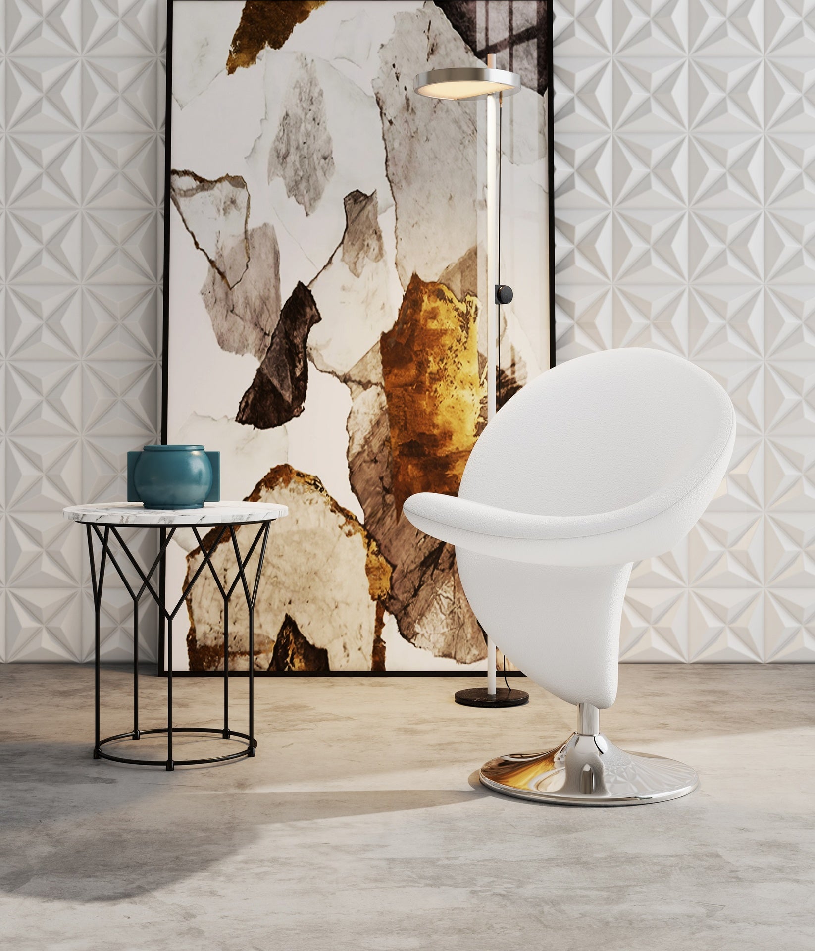 Swivel Lounge Chair in Cream