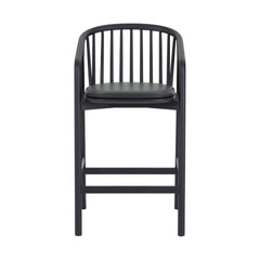 Echo Black Oak Wood and Faux Leather Counter Stool